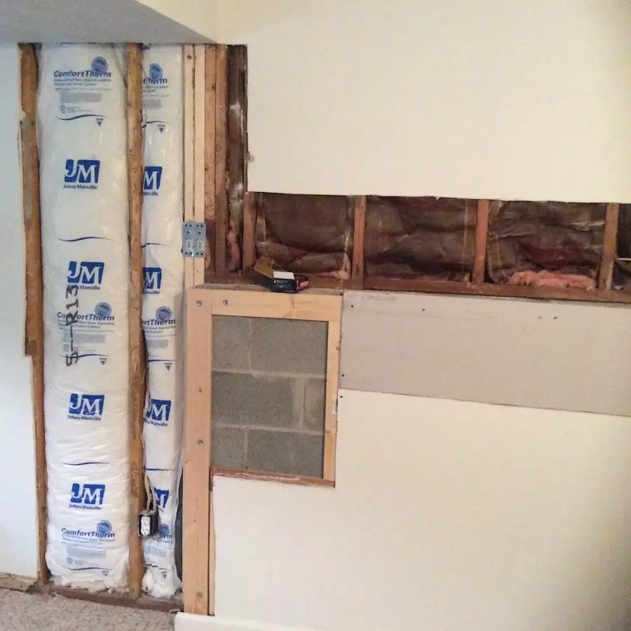 Wall insulation replacement during Contents Cleaning & Restoration in North Caldwell